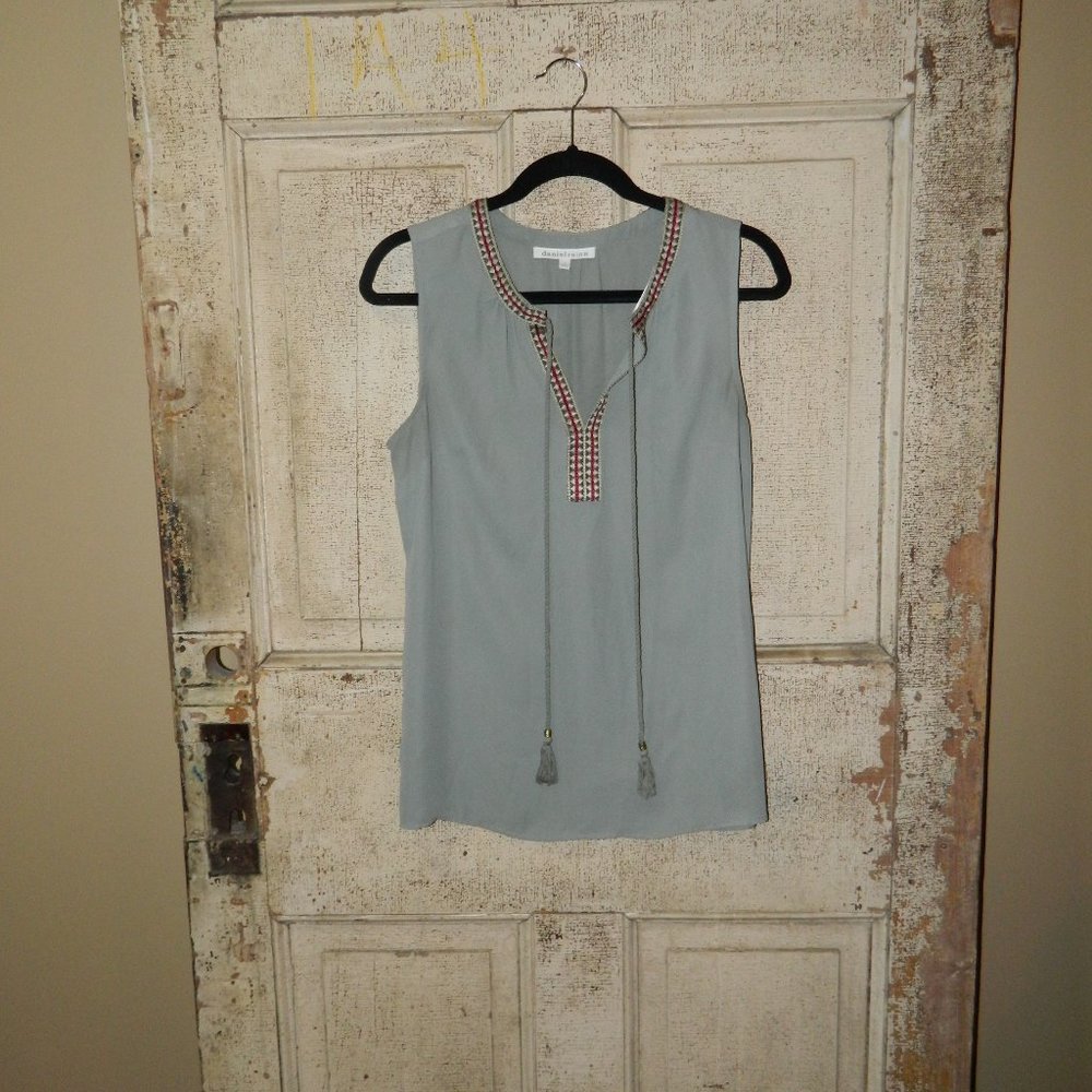 Daniel Rainn Green Split Neck Sleeveless Top Size M (P-40)